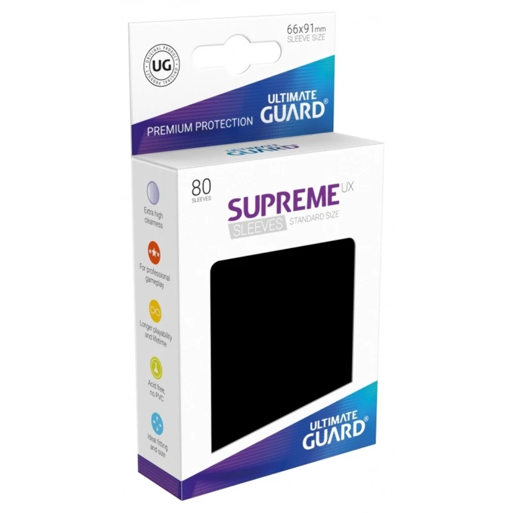 Ultimate Guard Supreme UX Sleeves Standard Size Solid Black (80)