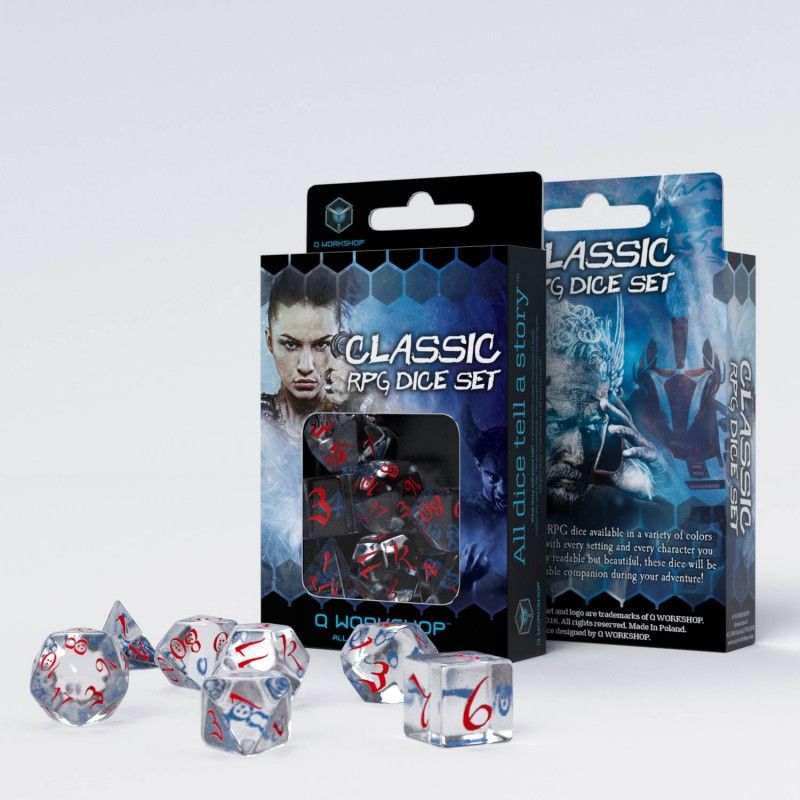 Q Workshop Classic RPG Translucent Blue/ Red  Dice Set
