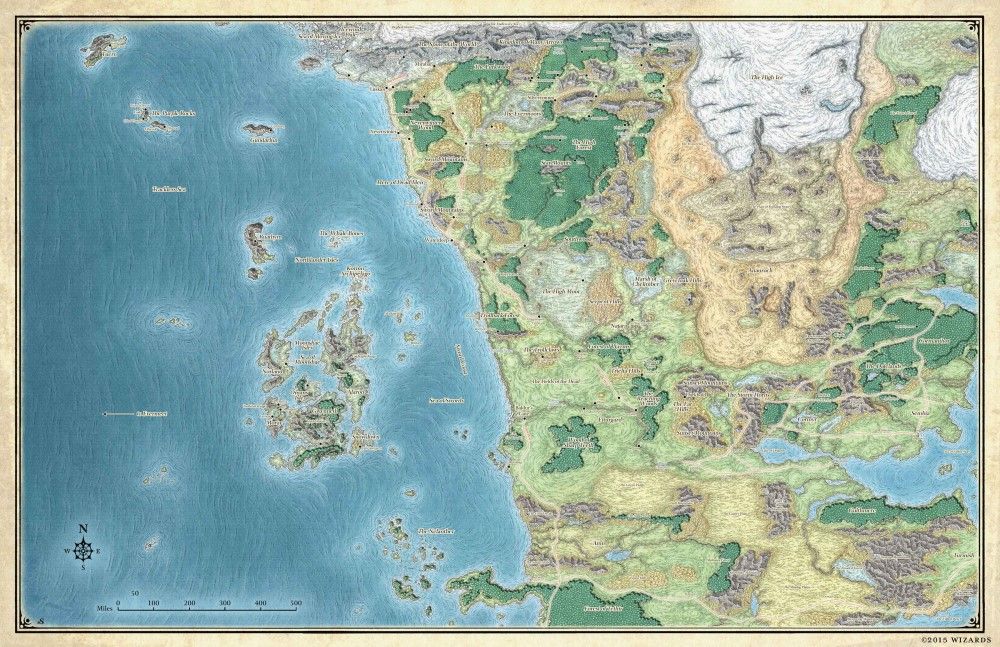 D&D Sword Coast Adventures Guide Faerun Map