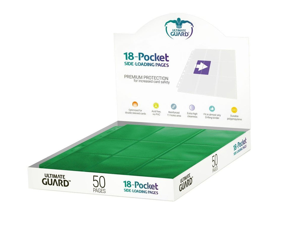 Ultimate Guard 18-Pocket Pages Side-Loading Green (50)