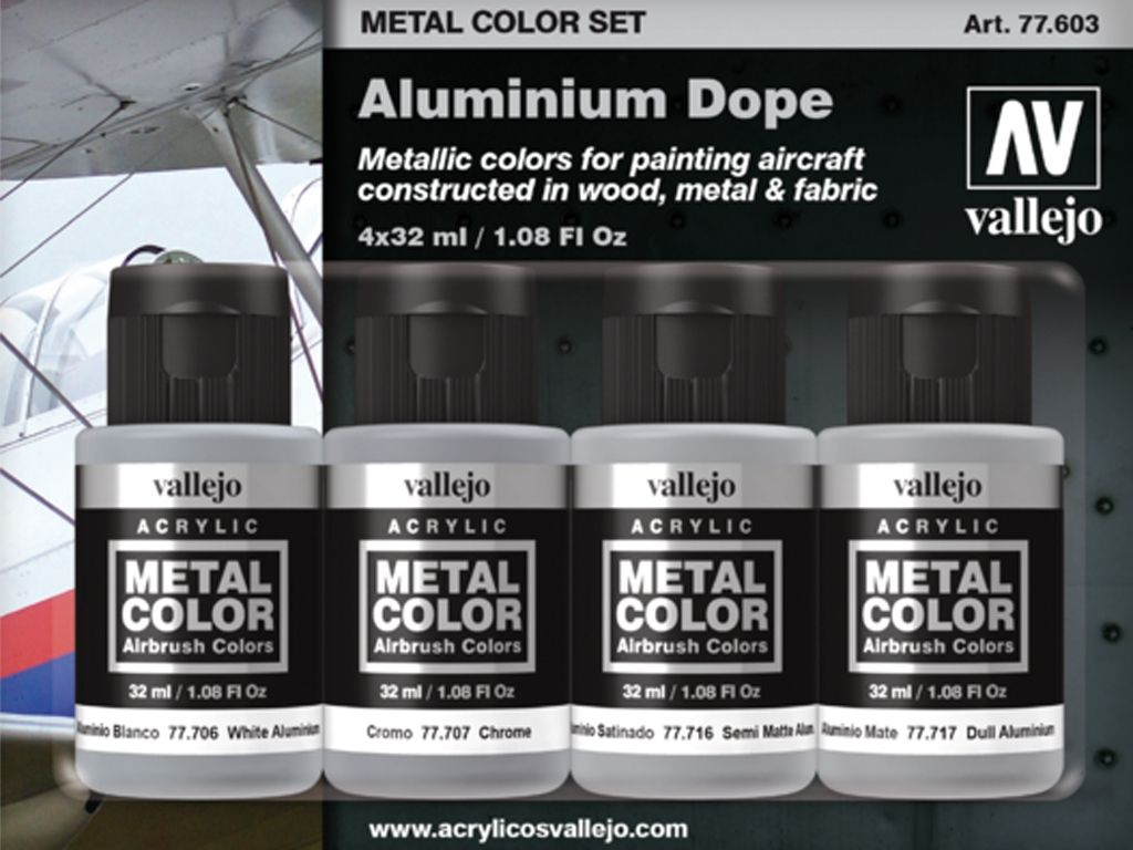 Vallejo Metal Colour - Aluminium Dope 4 Colour Acrylic Paint Set