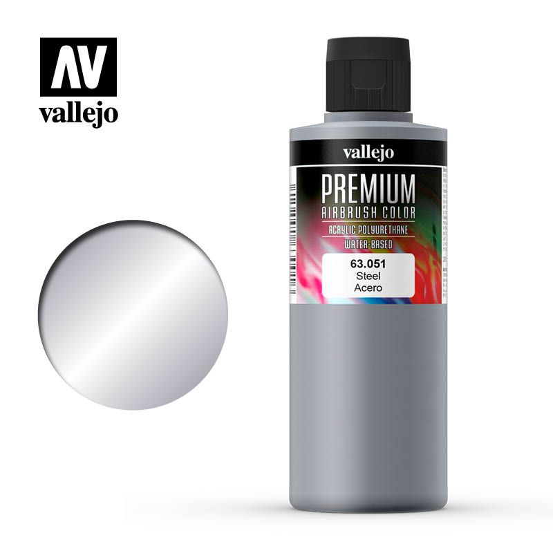 Vallejo Premium Colour - Pearl & Metallics Steel 200ml