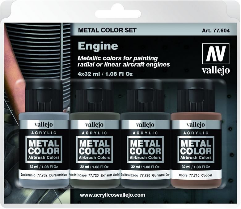 Vallejo Metal Colour - Engine 4 Colour Acrylic Paint Set