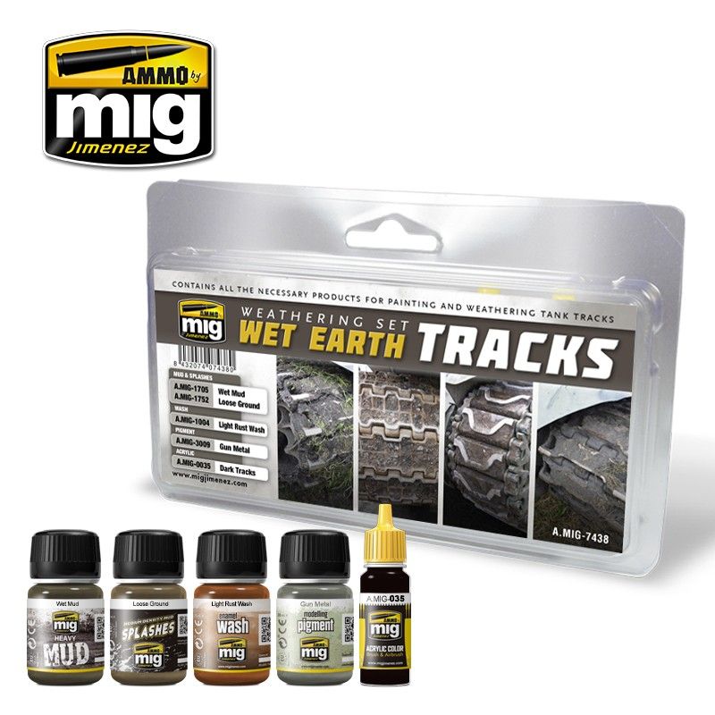 Ammo by MIG Weathering Wet Earth Tracks Weathering Set