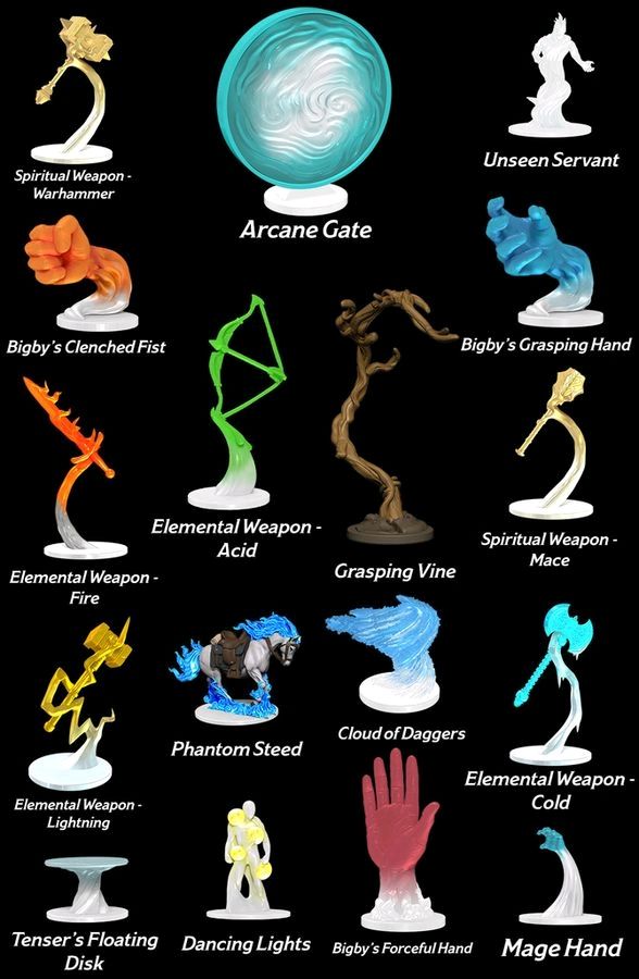 Dungeons & Dragons Spell Effects Arcane Fury & Divine Might Pre Painted Miniature Pack