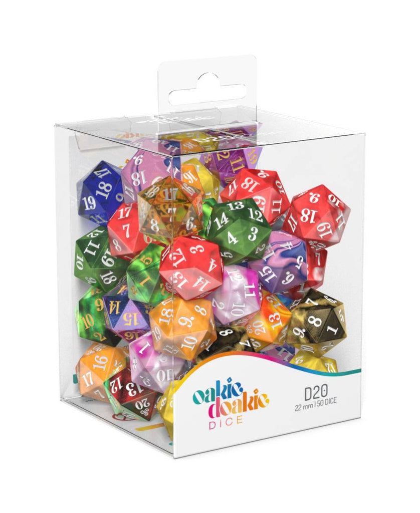 Oakie Doakie Dice D20 Spindown Retail Pack 22mm (50) loose dice